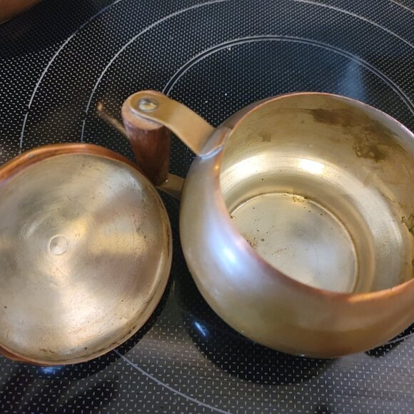 VINTAGE ANTIQUE MADE IN ITALY COPPER TEA SET - LIKELY ART DECO ERA - Picture 5 of 6